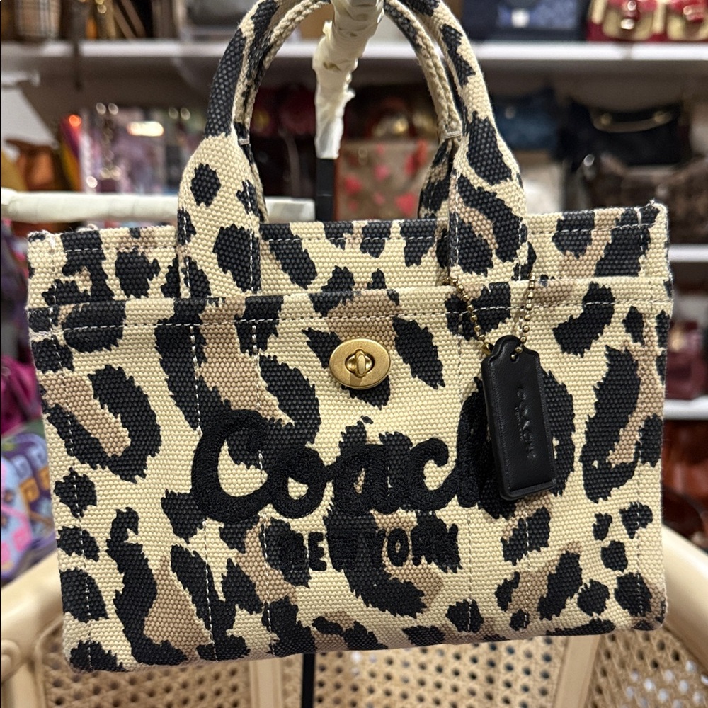 Cargo Mini Canvas Leopard Print Tote Bag 20 crossbody